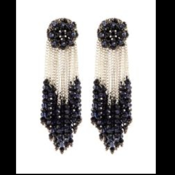 SOLD Oscar de la Renta black beaded clip earrings - Picture 4 of 4